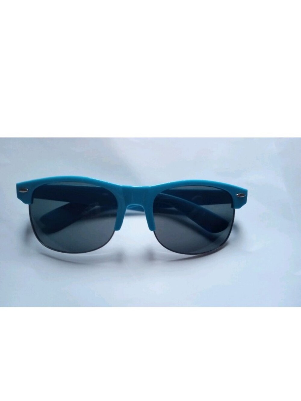 Wowline Men's Square Wowline Sunglasses Blue Plastic Frame Black Tinted Lens